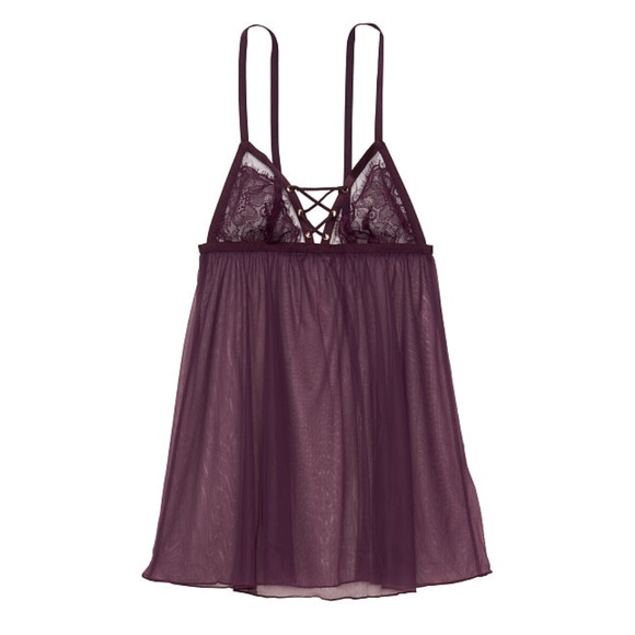 NWOT VS *BLACK* Lace Up Baby Doll - Picture 3 of 9